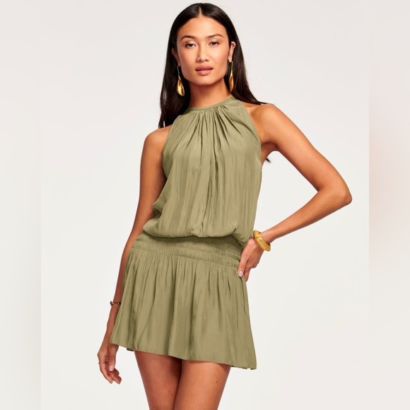 Ramy Brook Paris Blouson Smocked Halter Dress - Picture 1 of 5